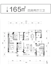 鸿翔百盛东望金邸4室2厅1厨3卫建面165.00㎡