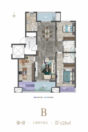 盛泰锦园一期3室2厅1厨2卫建面128.00㎡