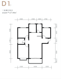 华地源泉3室2厅1厨2卫建面127.44㎡