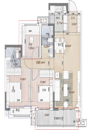 世茂X石榴 云锦春晓3室2厅1厨2卫建面93.00㎡