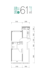 大禹·卓学府2室1厅1厨1卫建面61.00㎡