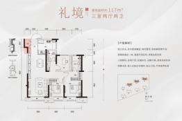 金地风华九里3室2厅2卫建面117.00㎡