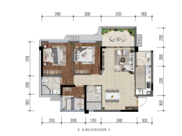 邦泰·大学路1号3室2厅1厨2卫建面87.00㎡