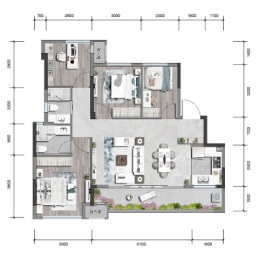 当代阅MOMΛ4室2厅1厨2卫建面97.23㎡