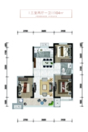 衡水天阙府3室2厅1厨1卫建面104.00㎡