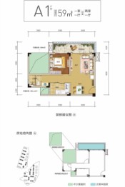 光雾和谷1室1厅1厨1卫建面59.00㎡