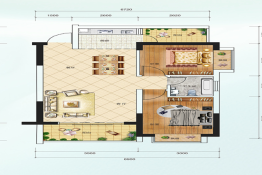 广安·公园里二期2室2厅1厨1卫建面78.97㎡