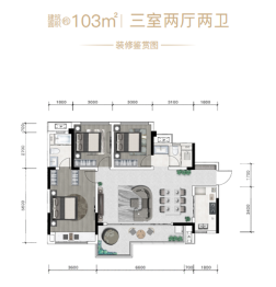 万为滨江壹号院3室2厅1厨2卫建面103.00㎡