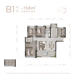 人居麓湖林语4室2厅1厨2卫建面157.00㎡