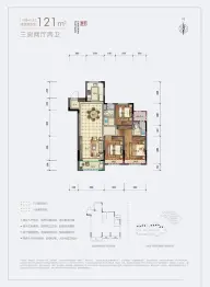 融创江南桃源3室2厅1厨建面121.00㎡