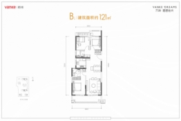 万科理想拾光3室2厅1厨2卫建面121.00㎡