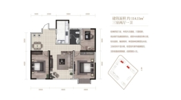 翡翠学府城3室2厅1厨1卫建面114.11㎡