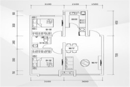 中瑞·凌空里2室2厅1厨1卫建面89.00㎡