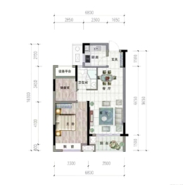 运和外滩里2室2厅1厨2卫建面71.00㎡