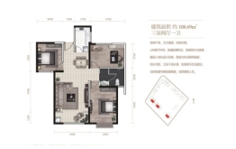 翡翠学府城3室2厅1厨1卫建面108.69㎡