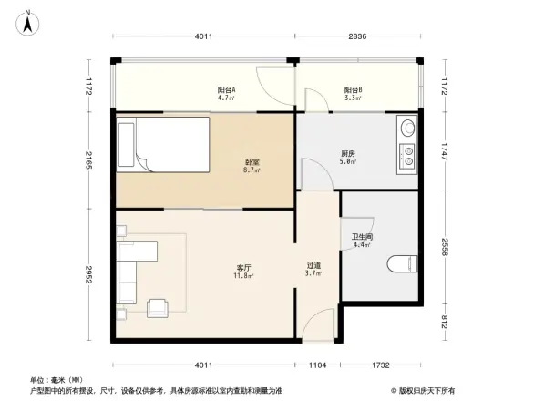 橙色年代户型图