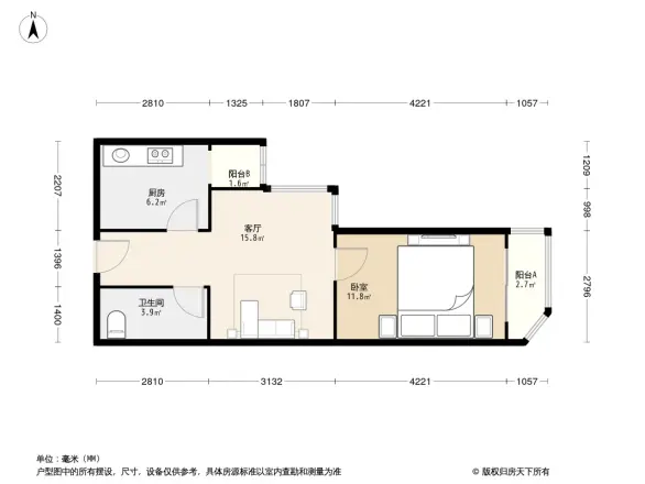 橙色年代户型图