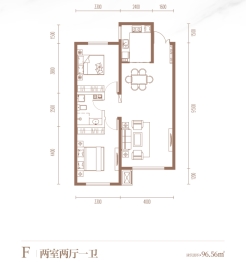 云锦世家2室2厅1厨1卫建面96.00㎡