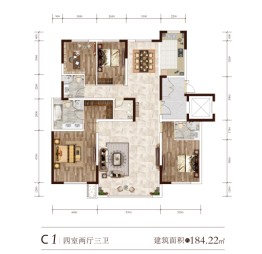 富源·幸福华庭3室2厅1厨3卫建面184.00㎡