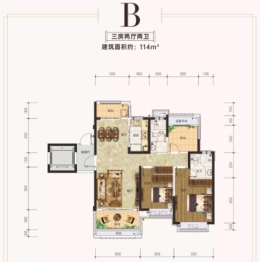 嘉信悦府3室2厅1厨2卫建面114.00㎡