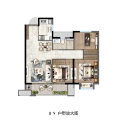 绿地新里雲上府3室2厅1厨1卫建面89.00㎡