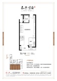 泰华学府N户型建面约55平