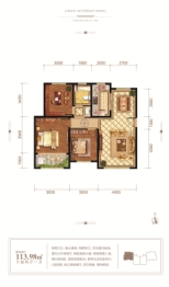 金岸国际3室2厅1厨1卫建面113.00㎡