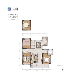 巨力·云都荟3室2厅1厨2卫建面128.00㎡