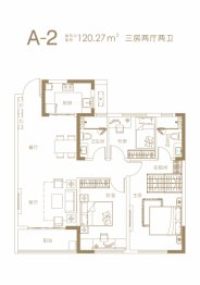 枫华国际3室2厅1厨2卫建面120.27㎡