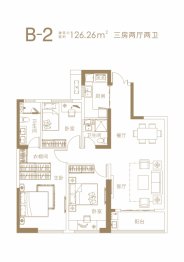 枫华国际3室2厅1厨2卫建面126.26㎡