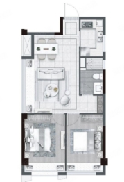 宝龙旭辉城2室2厅1厨1卫建面75.00㎡