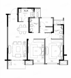 风华广场3室2厅1厨2卫建面99.00㎡