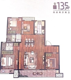 国锐·氿熙雲锦4室2厅1厨2卫建面135.00㎡
