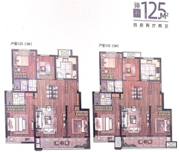 国锐·氿熙雲锦4室2厅1厨2卫建面125.00㎡