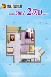 祈福万景峰2室2厅1厨1卫建面58.02㎡