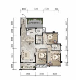 碧园紫荆城3室2厅1厨2卫建面107.00㎡