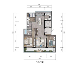 儒辰辰光里3室2厅1厨2卫建面136.00㎡