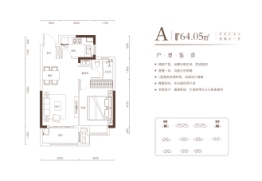 天赐金龙城1室2厅1厨1卫建面64.05㎡