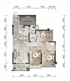 碧园紫荆城3室2厅1厨2卫建面120.00㎡