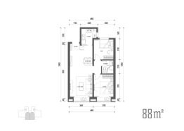 金融街·滨海融御2室2厅1厨1卫建面88.00㎡