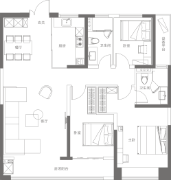 碧桂园云顶3室2厅1厨2卫建面143.00㎡