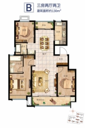 儒辰城建学府花园3室2厅1厨2卫建面130.00㎡