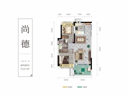 利川天纵·云溪谷2室2厅1厨1卫建面75.67㎡