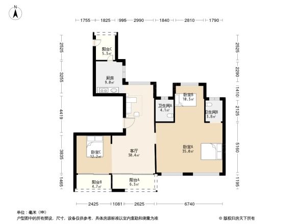 中梁滨江壹号户型图