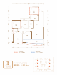 江南新城5室2厅1厨2卫建面122.58㎡