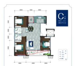 香榭金岸3室2厅1厨2卫建面125.00㎡