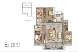 中梁合能拾光印4室2厅1厨2卫建面142.00㎡