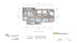 金辉云缦长滩3室2厅1厨2卫建面99.00㎡