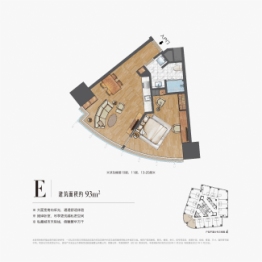 常熟世茂世纪中心1室1厅1厨1卫建面93.00㎡