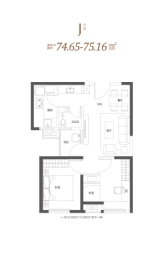航空路壹号2室2厅1厨1卫建面74.65㎡